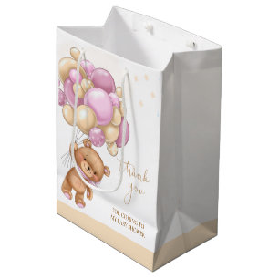 Beer Roze ballonnen Baby shower Gift Bag Medium Cadeauzakje