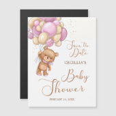 Beer Roze ballonnen Baby shower Opslaan Datum (Voorkant / Achterkant)