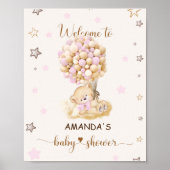 Beer roze ballonnen baby shower Roze welkomstbord Poster (Voorkant)