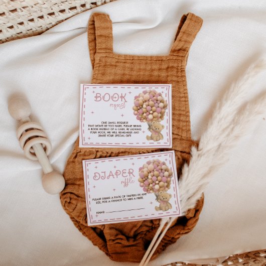 Beer Roze Ballonnen Boeken voor baby Informatiekaartje