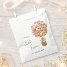 Beer, roze ballonnen, heteluchtballon, Baby shower