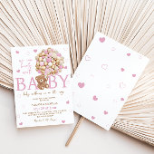 Beer Roze Ballonnen Meisje Baby shower Kaart