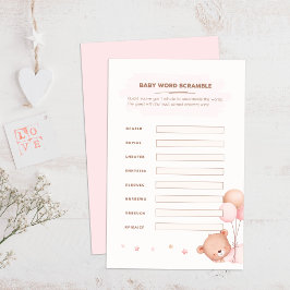 Beer & Roze Ballons Baby shower Woord Scramble