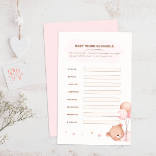 Beer & Roze Ballons Baby shower Woord Scramble