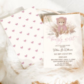Beer Roze Boho Bearly Wait Girl Baby shower Kaart
