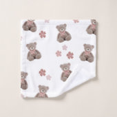 Beer Roze Cartoon patroon Bad Handdoek (Wasdoekje)