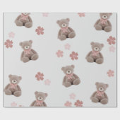 Beer Roze Cartoon Patroon Cadeaupapier (Vlak)