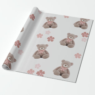 Beer Roze Cartoon Patroon Cadeaupapier