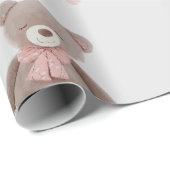 Beer Roze Cartoon Patroon Cadeaupapier (Rol Hoek)