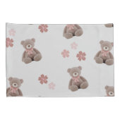 Beer Roze Cartoon patroon Kussensloop (Achterkant-Rechts)