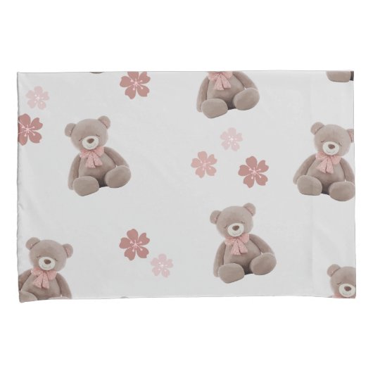 Beer Roze Cartoon patroon Kussensloop (Voorkant-Rechts)