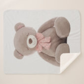 Beer roze Cartoon Sherpa Deken (Voorkant (horizontaal))