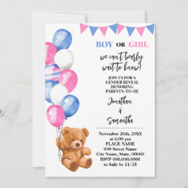 Beer roze en blauwe ballonnen kaart