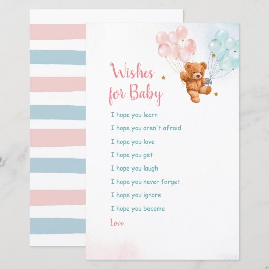 Beer Roze en Blauwe Gold Star Wishes voor Baby (Voorkant / Achterkant)