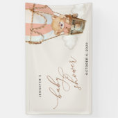 Beer, roze heteluchtballon, Baby shower Welkom Spandoek (Verticaal)