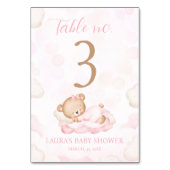 Beer Roze Meisje Baby shower Tafelnummer Teken (Achterkant)