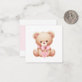 Beer Roze Monogram Opmerking Kaart Notitiekaartje (Voorkant / Achterkant in situ)