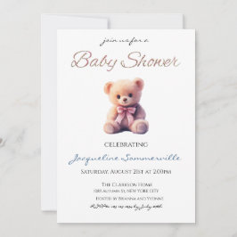 Beer Roze Strik Babyshower Het is een Meisje Kaart