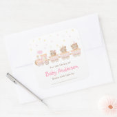 Beer Roze Trein Baby shower Bookplate Vierkante Sticker (Envelop)