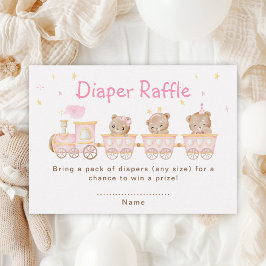 Beer Roze Trein Baby shower Luier Raffle Informatiekaartje