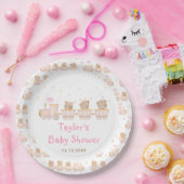 Beer Roze Trein Baby shower Papieren Bordje (Feest)