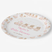 Beer Roze Trein Baby shower Papieren Bordje (Gekanteld)