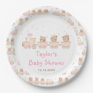 Beer Roze Trein Baby shower Papieren Bordje