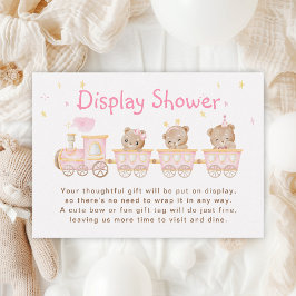 Beer Roze Trein Display Baby shower Informatiekaartje