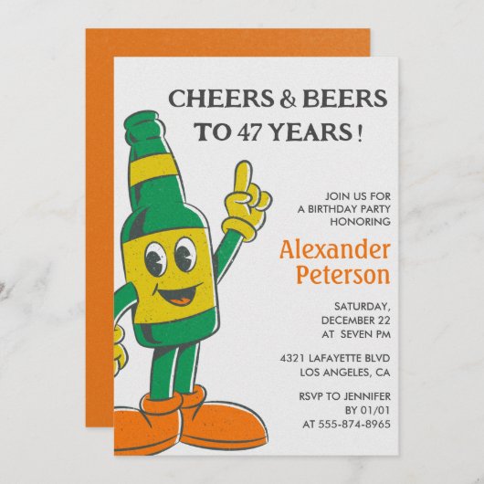 Beer Rustic Retro Mannen 47e verjaardag Kaart (Voorkant / Achterkant)