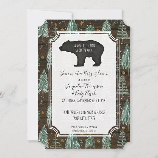Beer Rustic Wood Woodland Forest Baby Boy Shower Kaart (Voorkant)