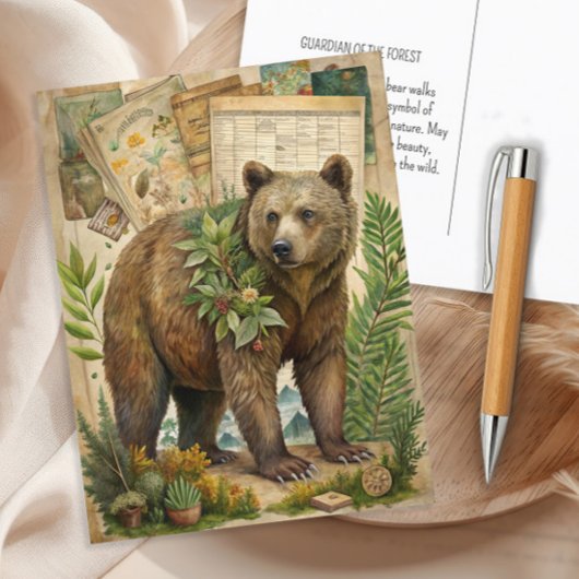 Beer  Rustic Woodland Natuur Wildlife Briefkaart