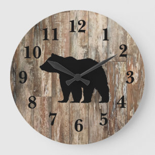 Beer Rustige houten Decor Large Large Clock Grote Klok