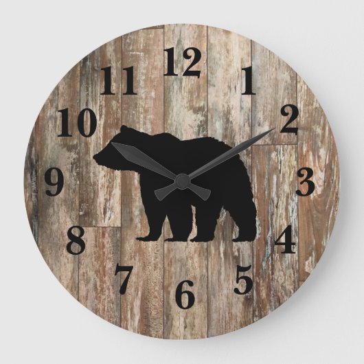 Beer Rustige houten Decor Large Large Clock Grote Klok (Voorkant)