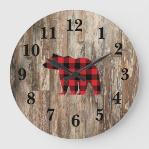 Beer Rustige houten Decor Large Large Clock Grote Klok