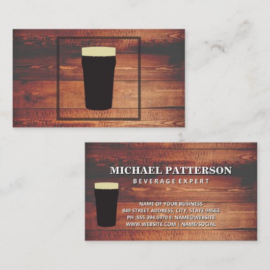 Beer | Rustisch hout Visitekaartje (Voorkant / Achterkant)