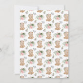 Beer Sage Groene en Roze Bloemen Baby shower Kaart (Achterkant)