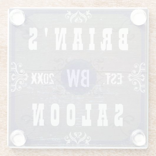 Beer Saloon Custom Home Bar, speciaal gepersonalis Glazen Onderzetter (Achterkant)