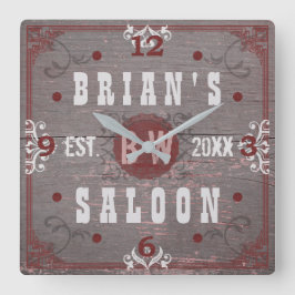 Beer Saloon Home Bar Red Gray Personeelsgebonden Vierkante Klok