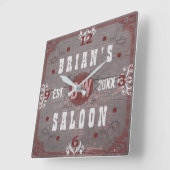 Beer Saloon Home Bar Red Gray Personeelsgebonden Vierkante Klok (Hoek)