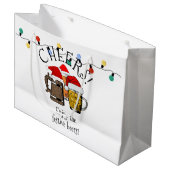 Beer Santa Claus Kerstmis Groot Cadeauzakje (Voorkant Gekanteld)
