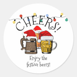 Beer Santa Claus Kerstmis Ronde Sticker