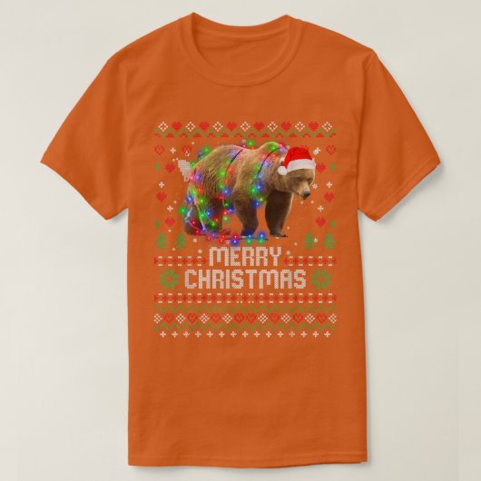 Beer Santa Hat Animal kerstboomlampje Holida T-shirt (Design voorkant)