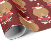 Beer Santa Hat Burgundy Kerstfeestdag — Verpakking Cadeaupapier (Rol Hoek)