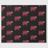 Beer Santa Hat met rode kerstlampjes Cadeaupapier (Vlak)