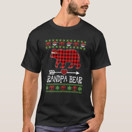 Beer Santa Red-speldenfamilie van opa, pyjama's vo T-shirt (Voorkant)