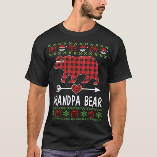 Beer Santa Red-speldenfamilie van opa, pyjama's vo T-shirt (Voorkant)
