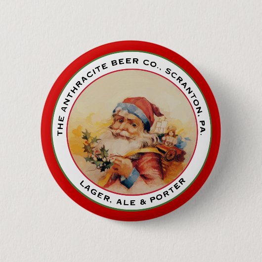 BEER SANTA RONDE BUTTON 5,7 CM (Voorkant)