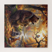 Beer Saxofoon spelend in herfstbos Legpuzzel (Horizontaal)