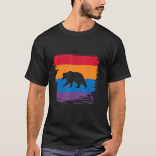 Beer Schaduw Silhouette met kleurrijke vlag T-shirt