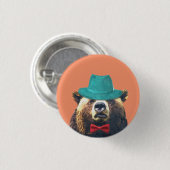 Beer schattig grappig beboste beest ronde button 3,2 cm (Voorkant /achterkant)